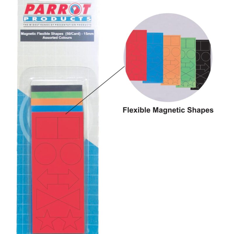 Magnetic Flexible Shapes (15mm – 50 Pack – Assorted)
