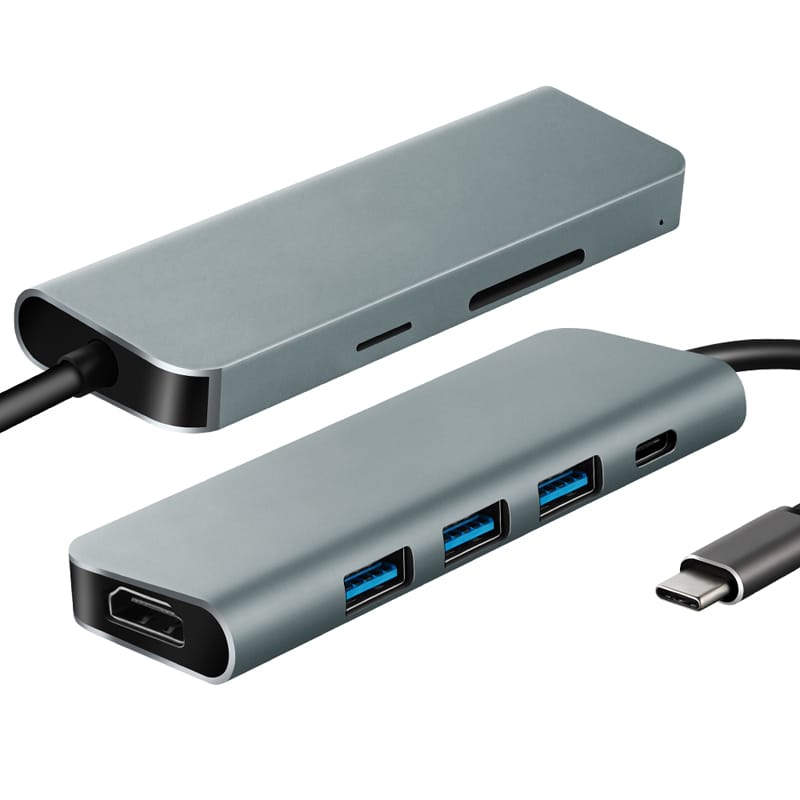 7 in 1 USB C Hub (HDMI x 1 – USB 3.0 x 3 – DP x 1 – SD x 1 – TF x 1)