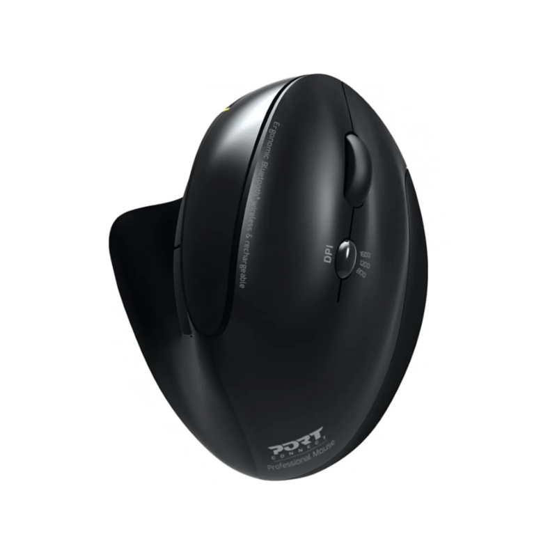 Port Connect Black Ergonomic Rechargeable Bluetooth Mouse