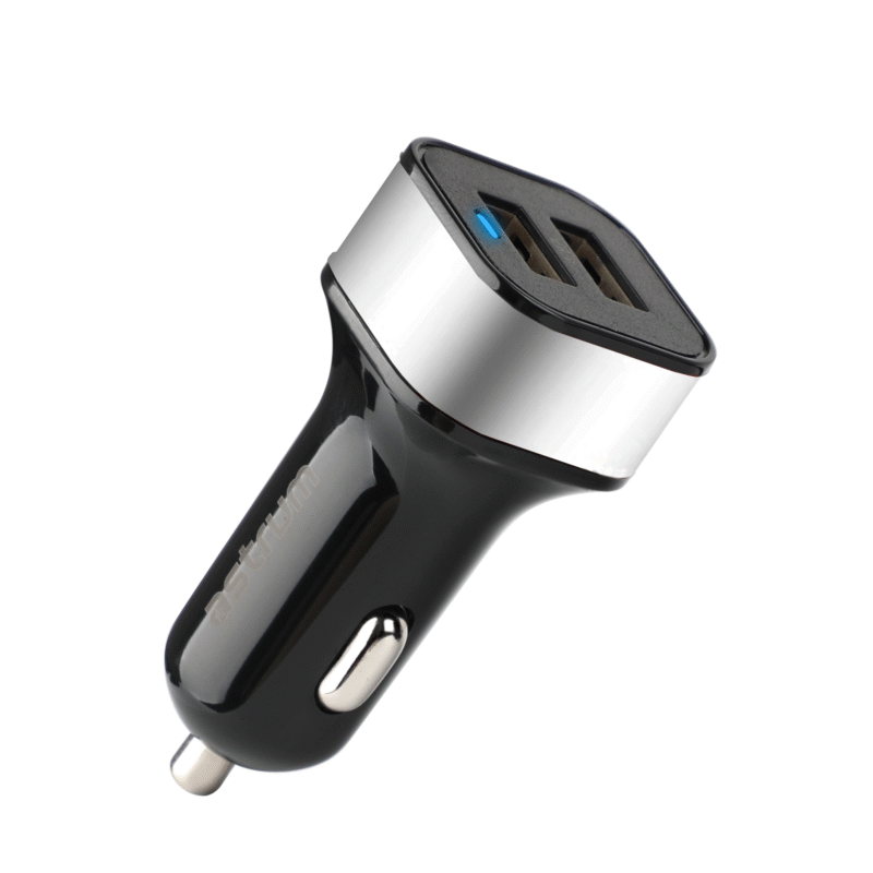 CC340 Dual USB Travel Car Charger – Silver