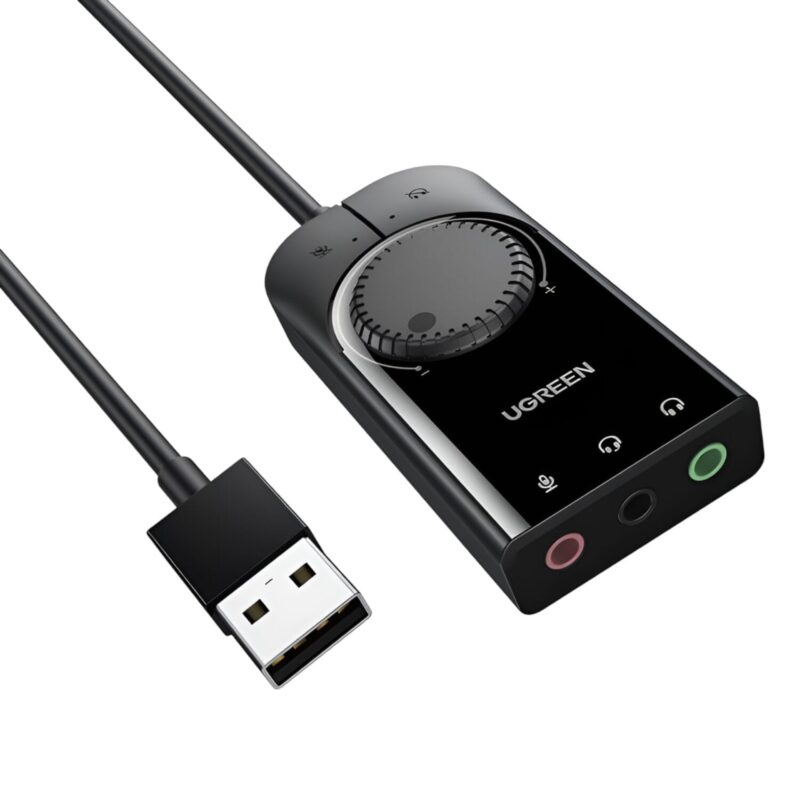 UGREEN CM129-40964 USB-A to 3.5mm External Stereo Sound Adapter – Black
