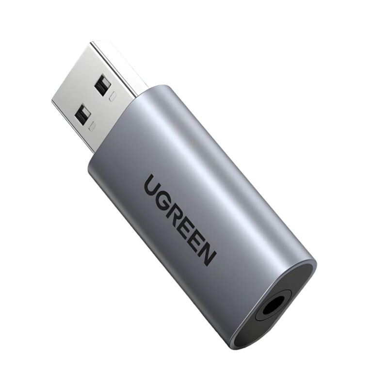 UGREEN CM383-80864 USB-A to 3.5mm Audio Jack External Sound Adapter – Silver