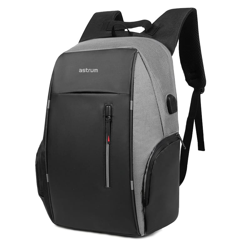 LB210 15" PU + Nylon Laptop Backpack with USB – Grey