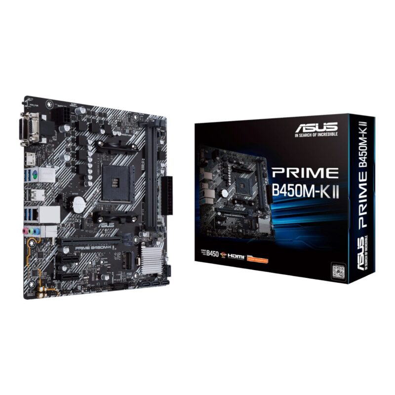 ASUS PRIME B450M-K II mATX Motherboard – AM4, DDR4, HDMI, M.2, USB3.2