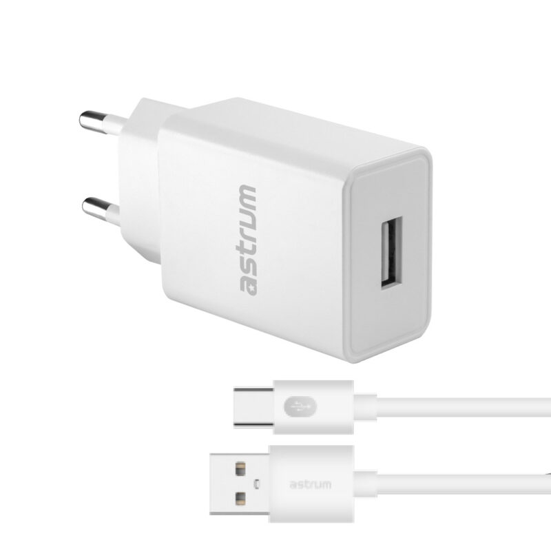 Pro U20 10W USB-A Travel Wall Charger + USB-C Cable – White
