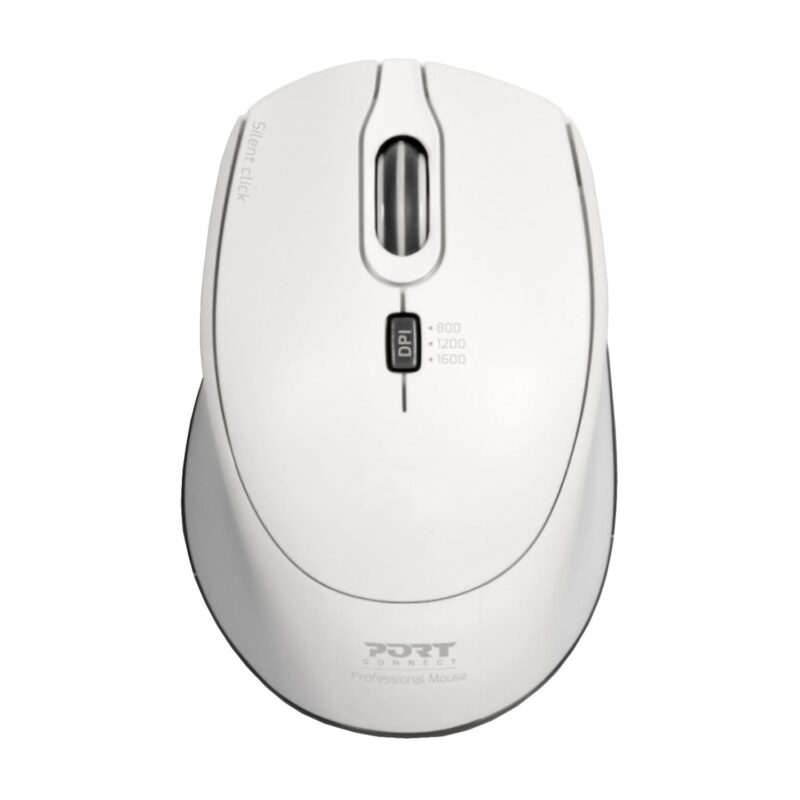 Port Connect Silent 1600DPI 3 Button Wireless Mouse – White