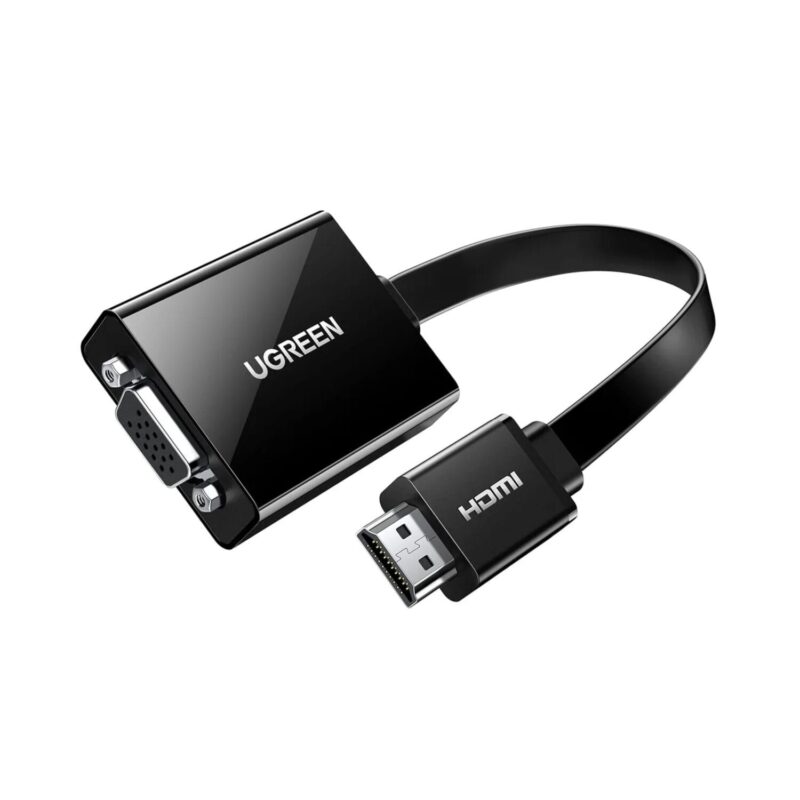 UGREEN HDMI to VGA Adapter, with 3.5mm Audio and Power Port – Black