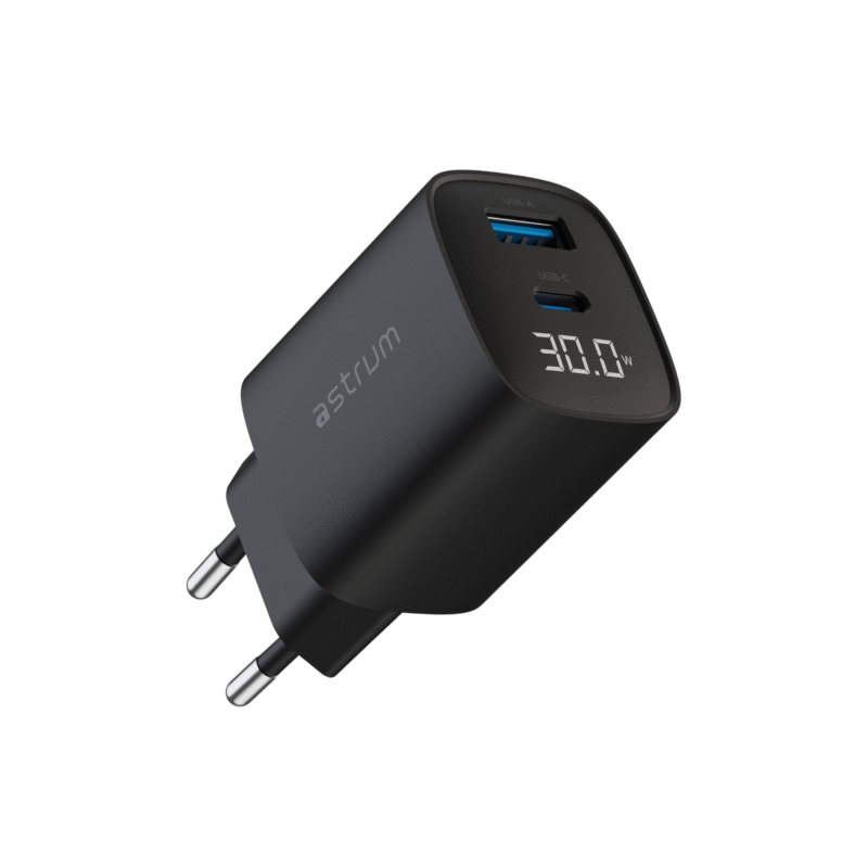 WATZ30L 30W PD WALL CHARGER USB-C LCD BK