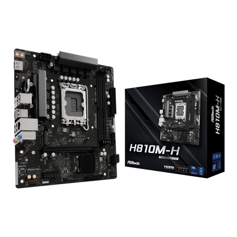 ASRock H810M-H Intel LGA1851 Micro ATX Motherboard – Black