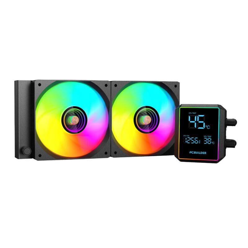 PCBuilder BLIZZARD FROST 240mm AIO ARGB Liquid CPU Cooler – Black