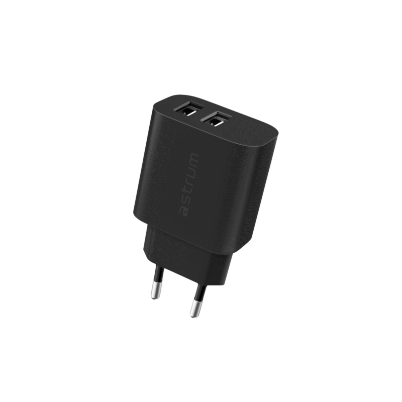 WATZ12D 12W WALL CHARGER 2 X USB-A Black