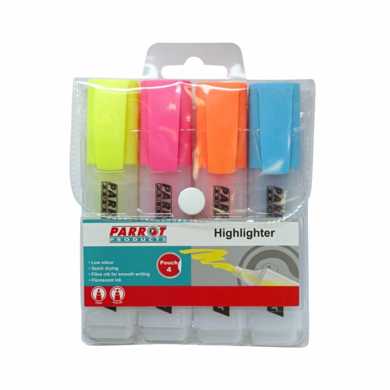 Highlighter Marker Pouch 4 (Yellow – Pink – Blue – Orange)