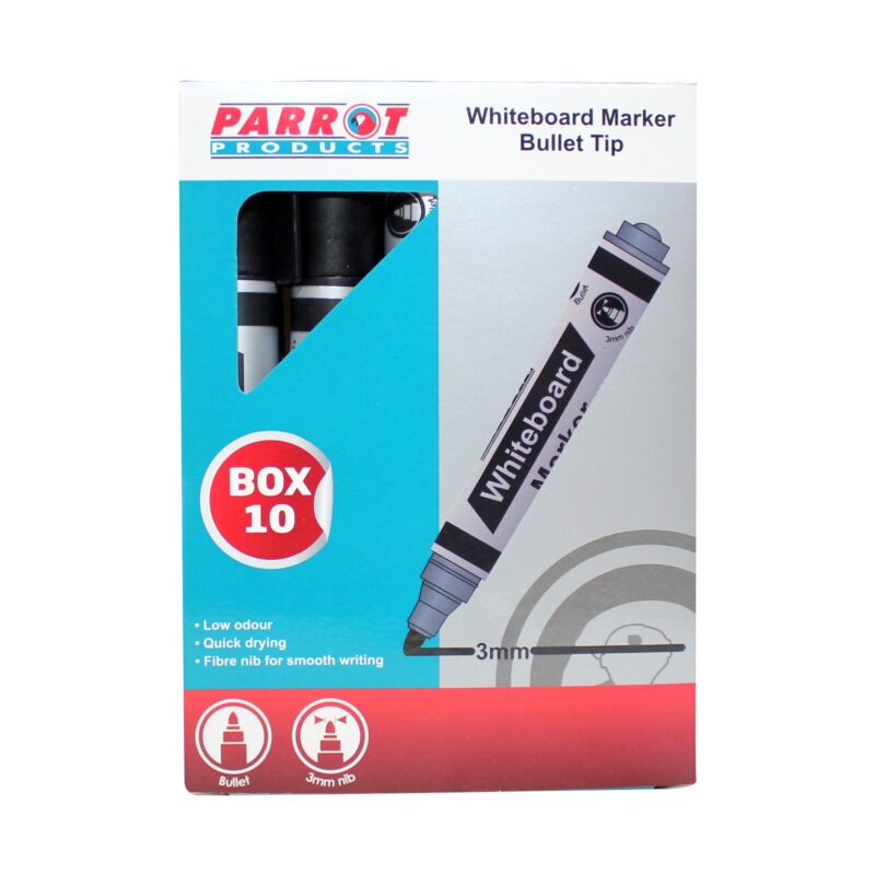 Whiteboard Markers (10 Markers – Bullet Tip – Black)
