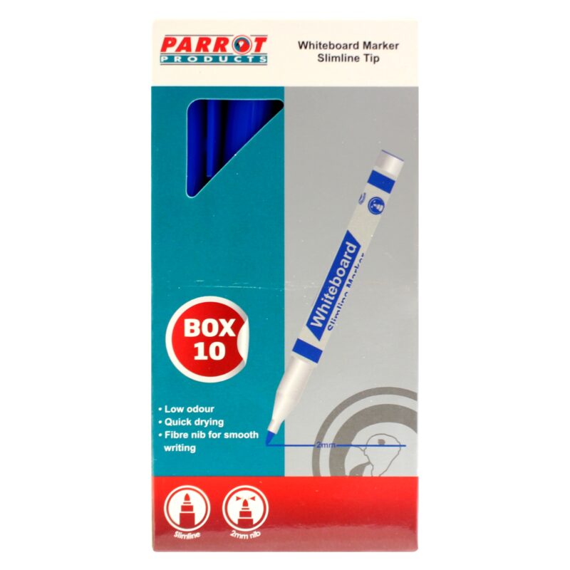 Whiteboard Markers (10 Markers – Slimline Tip – Blue)