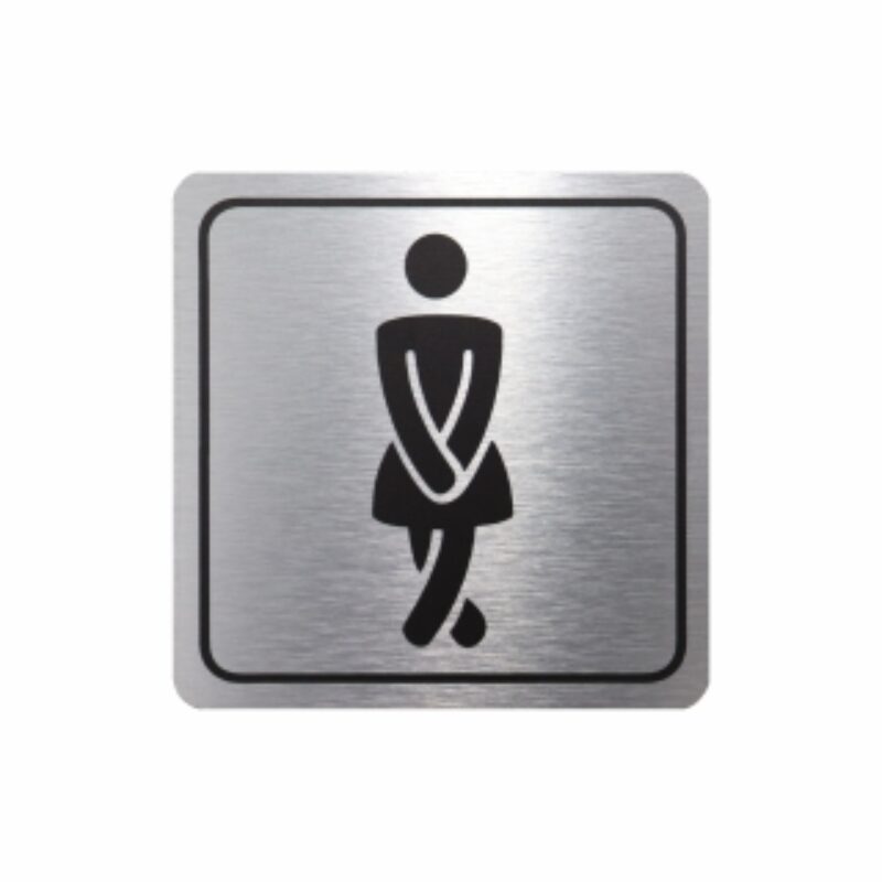 Ladies Toilet Symbolic Sign – Black Printed on Brushed Aluminium ACP (150 x 150mm)