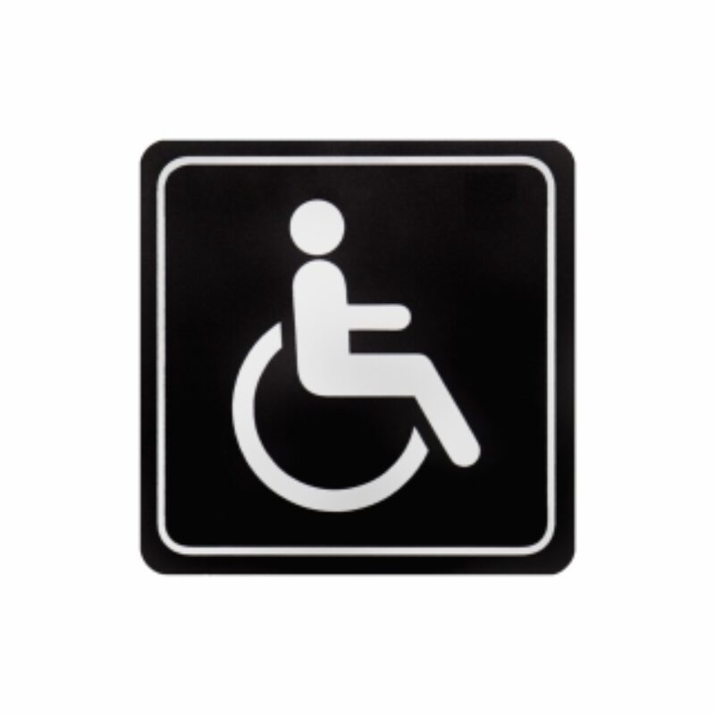 Sign Symbolic 150*150mm Black Printed Disabled Toilet Sign on White ACP