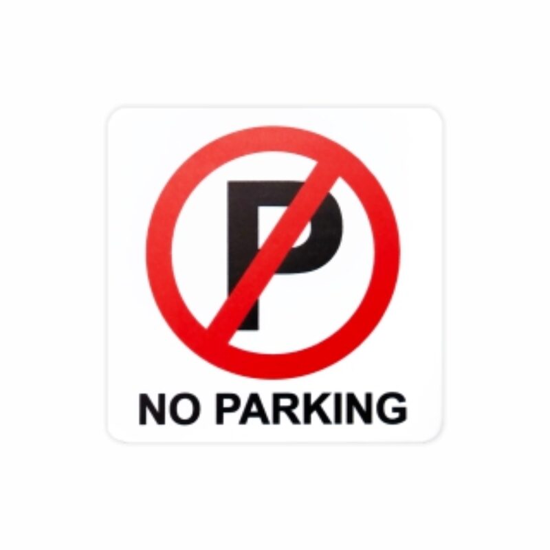 No Parking Symbolic Sign – Printed on White ACP (150 x 150mm)
