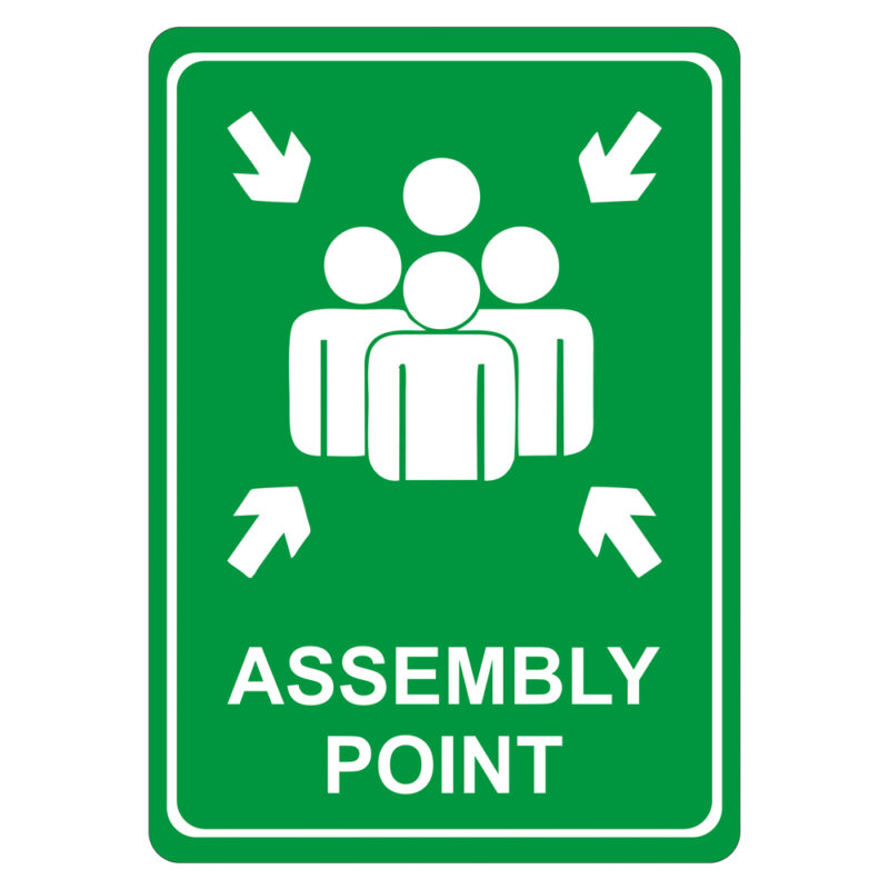 Green Assembly Point Symbolic Sign – Printed on White ACP (297 x 210mm)