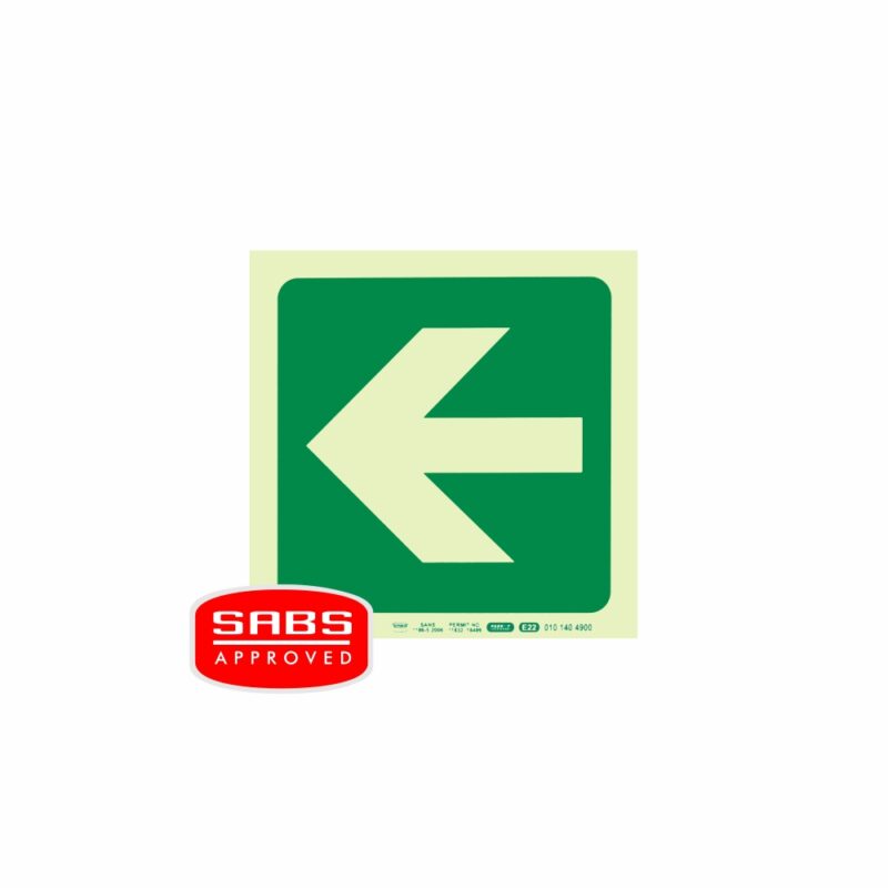 Photoluminescent 190MM Safety Sign – E22-Arrow Left