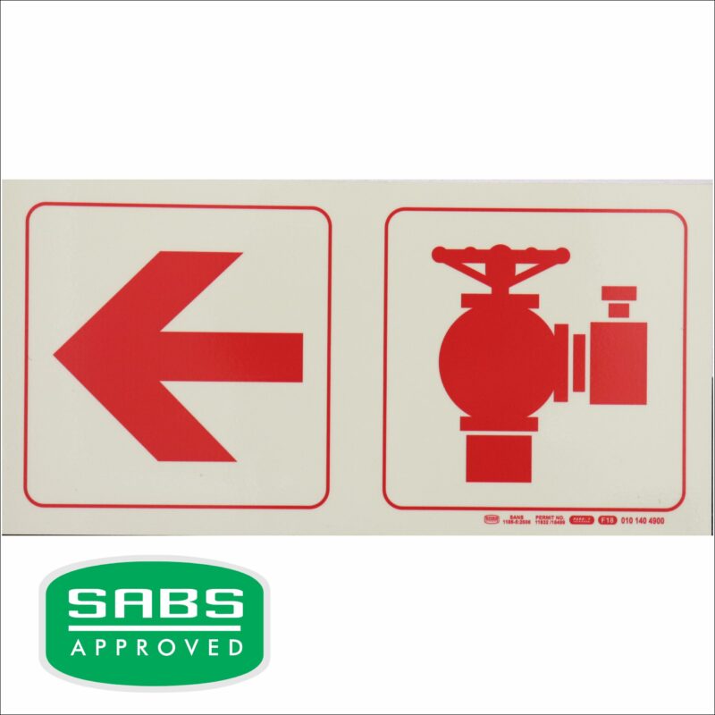 Photoluminescent 190mm Safety Sign F18 Arrow Left Fire Hydrant