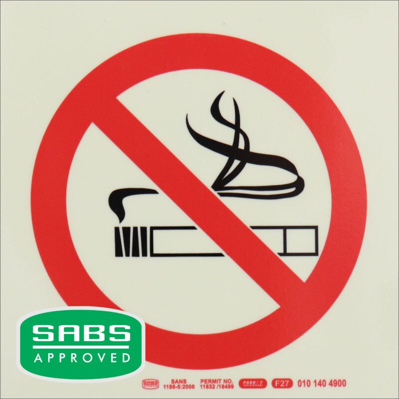Photoluminescent 190mm Safety Sign F27 No Smoking