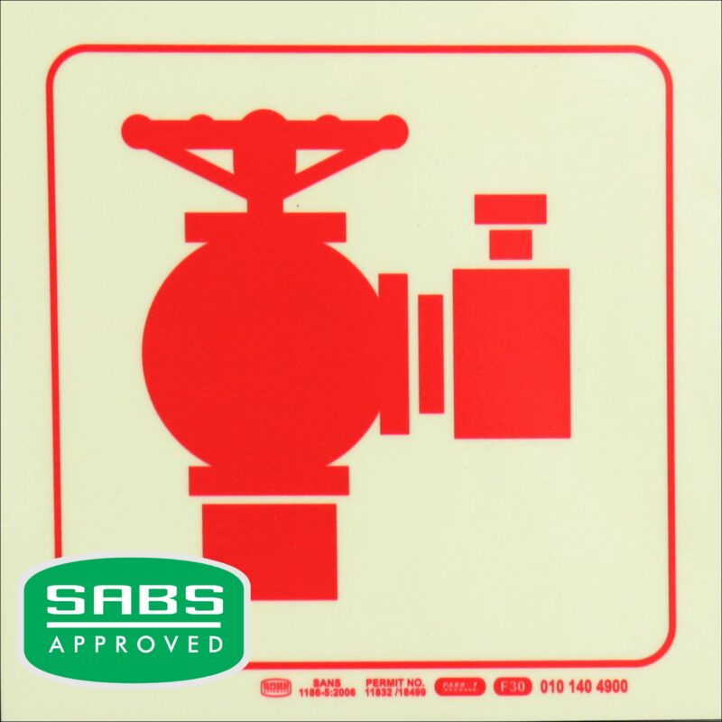 Photoluminescent 190mm Safety Sign F30 Fire Hydrant