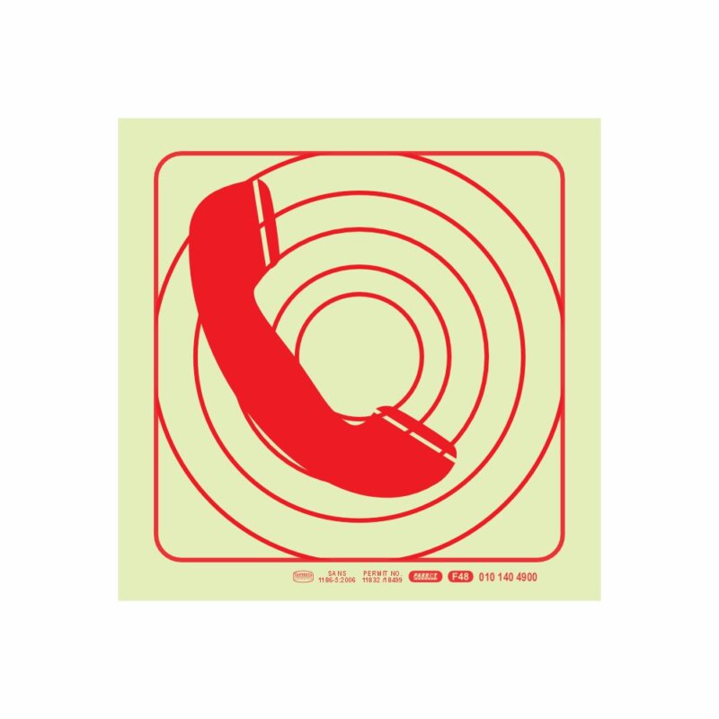 Photoluminescent 190mm Safety Sign F48 Firemans Telephone