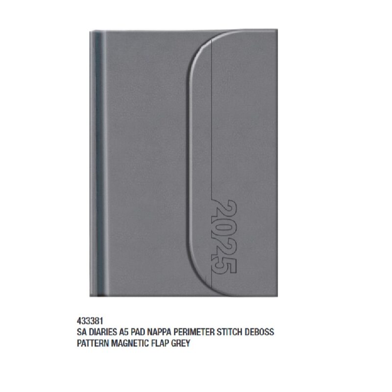 A5 Diary Page A Day Nappa Magnetic Flap 2026 Grey