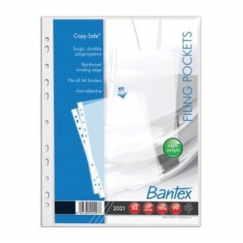 Bantex A4 ‚ÄòCopy-Safe’ PP pocket, 45 micron (100 p/p)