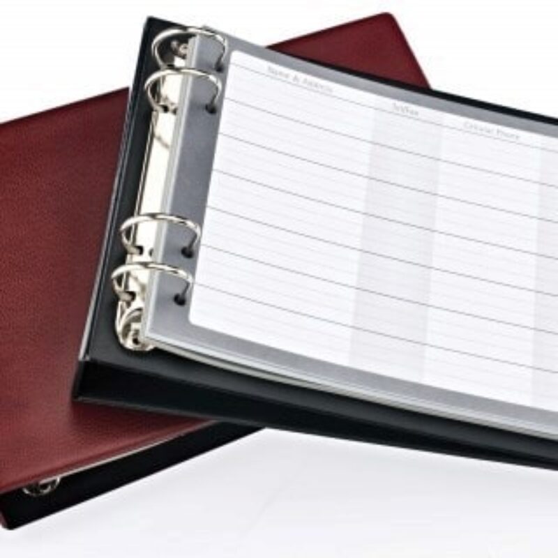 Bantex 5310 A5 Address Book – PVC Cover. 25 Loose leaf pages, 12 division.