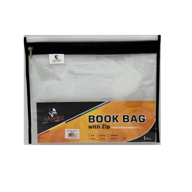 Zip Book Bag A4 Clear Black *Dafrique*