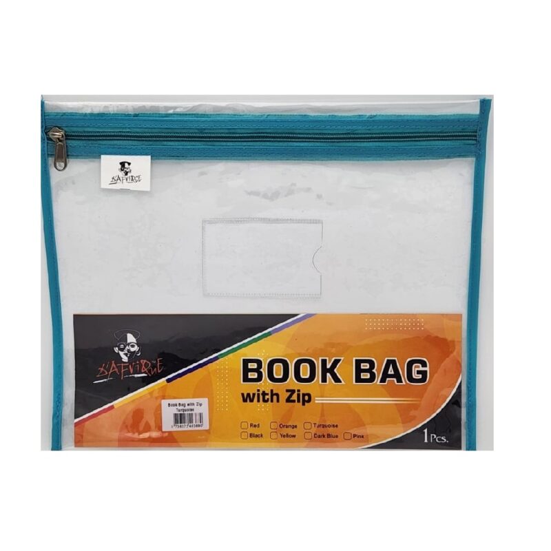 Zip Book Bag A4 Clear Turq *Dafrique*