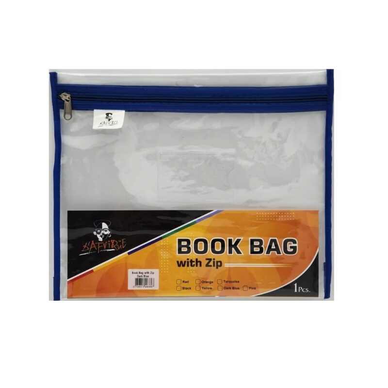 Zip Book Bag A4 Clear Dark Blue *Dafrique*