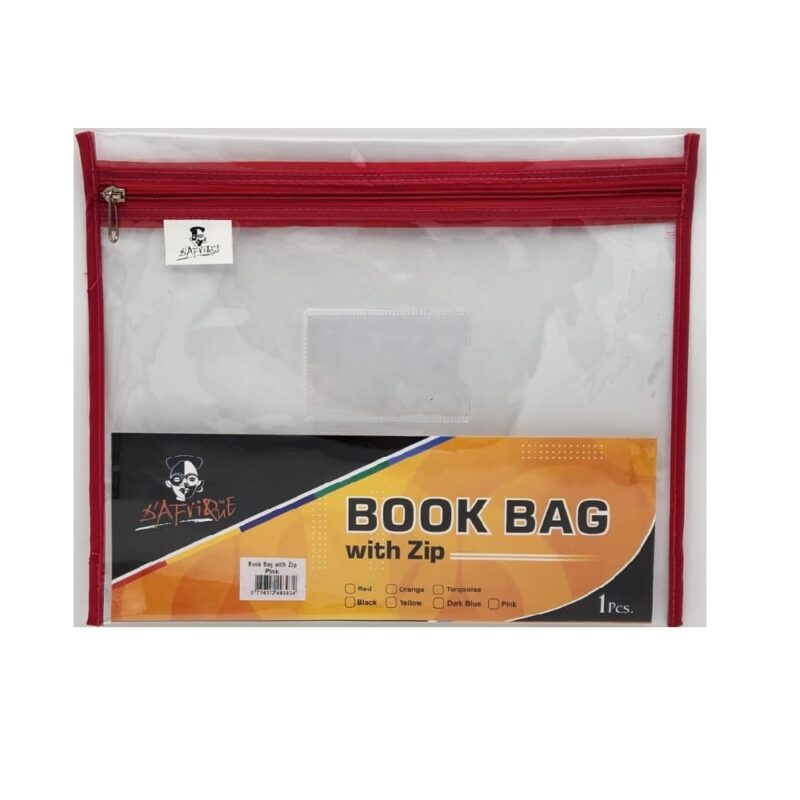 Zip Book Bag A4 Clear Red *Dafrique*