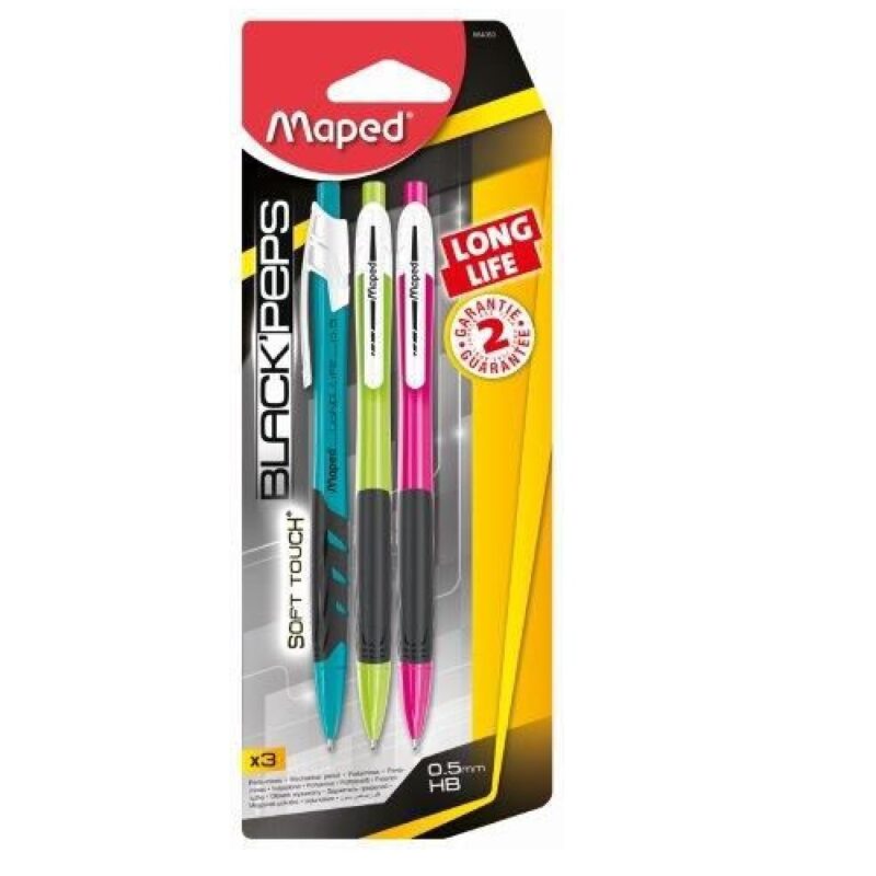 Maped 0.5 Black Peps Clutch Pencil (3Pack)