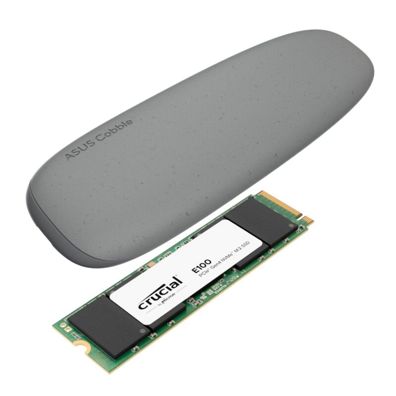 Asus Cobble M.2 SSD Type-C Enclosure and Crucial E100 1TB NVMe Bundle – Grey