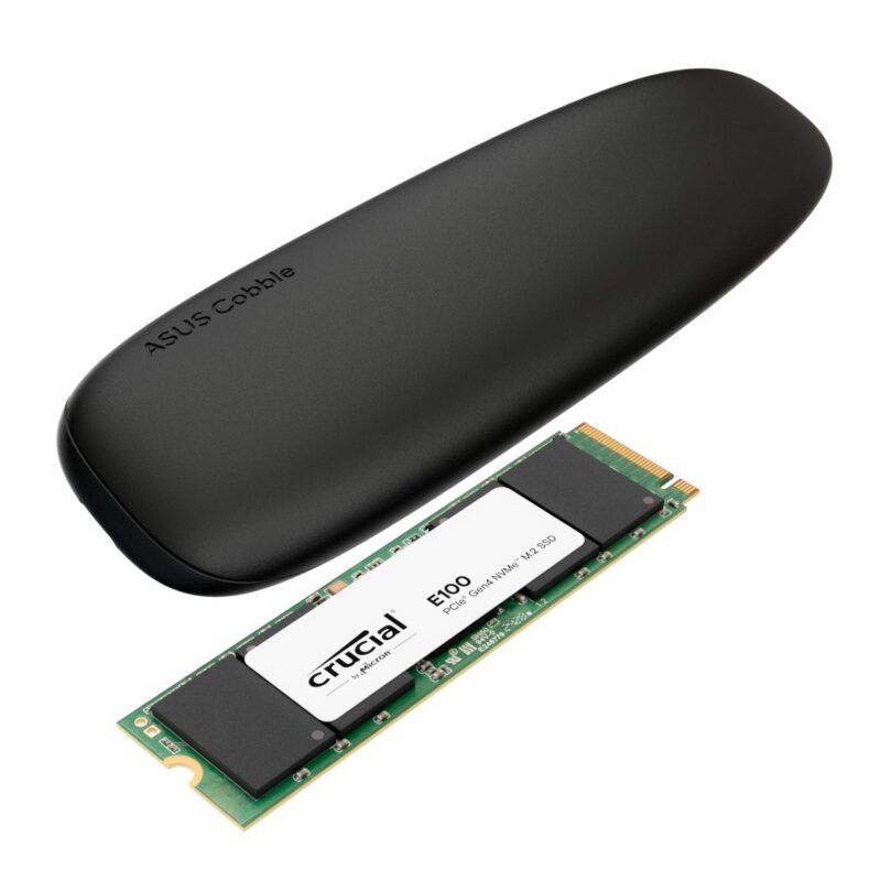 Asus Cobble M.2 SSD Type-C Enclosure and Crucial E100 480GB NVMe Bundle – Black
