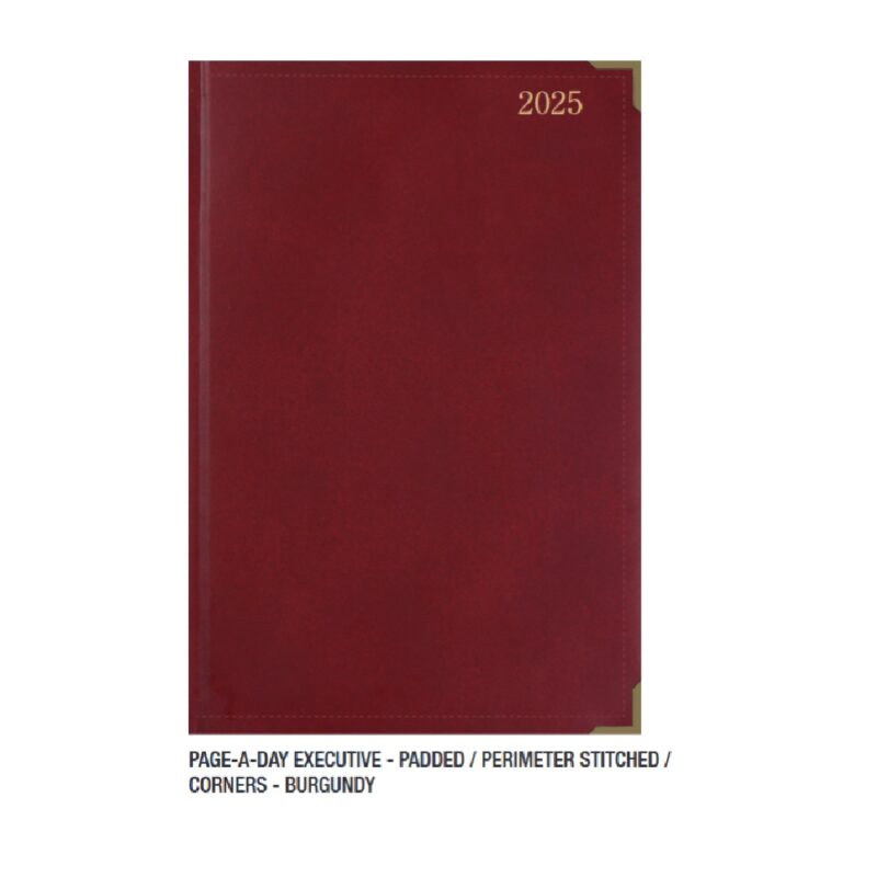 A4 Diary Page A Day Executive PS 2026 Burgandy