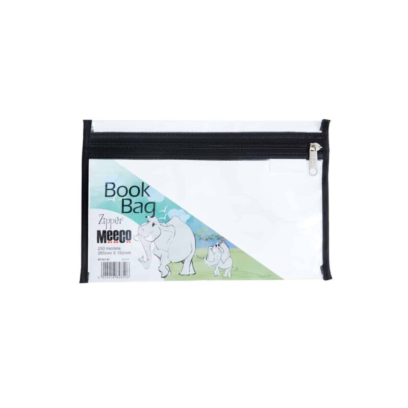 Zip Book Bag A5 Clear Black Meeco