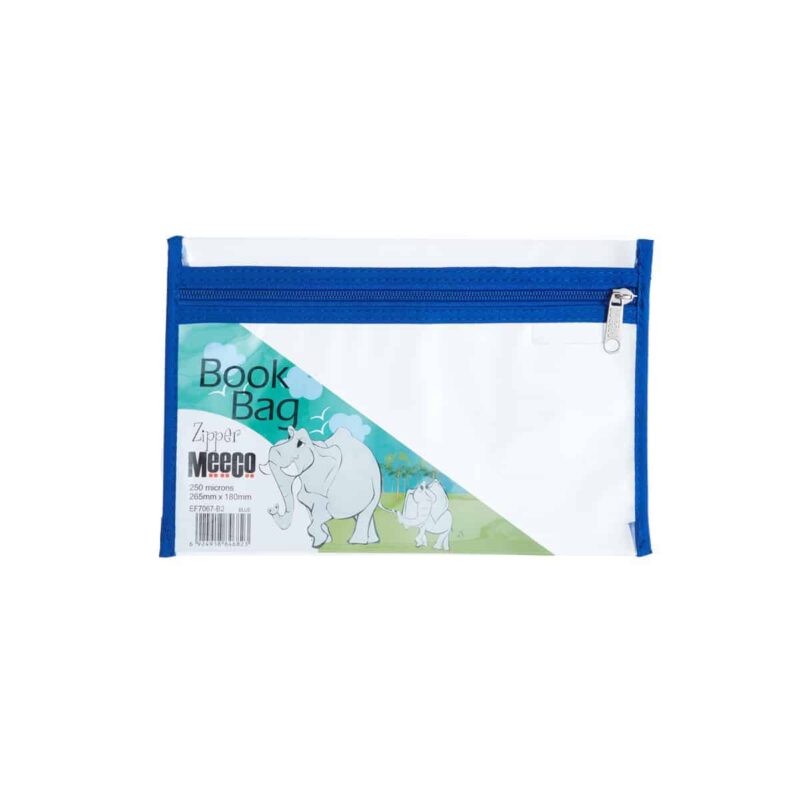 Zip Book Bag A5 Clear Blue Meeco