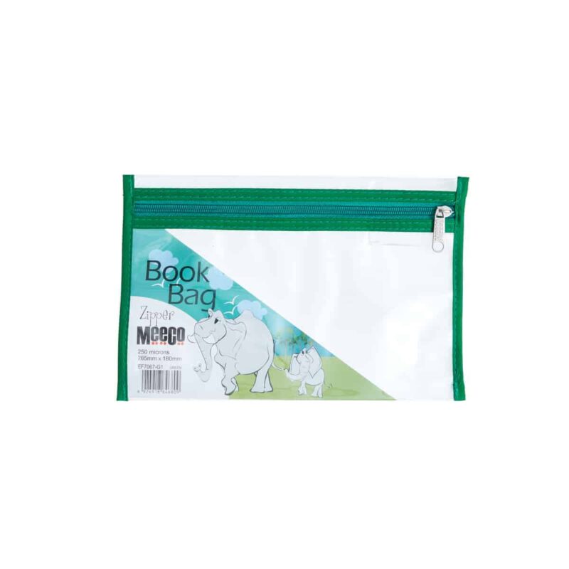 Zip Book Bag A5 Clear Green Meeco