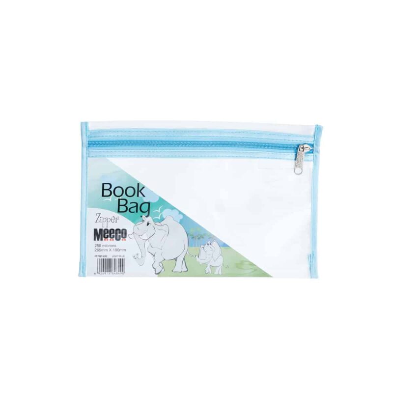 Zip Book Bag A5 Clear Lblue Meeco