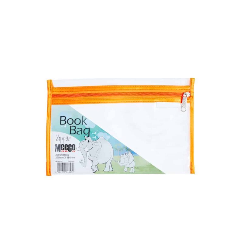 Zip Book Bag A5 Clear Orang Meeco