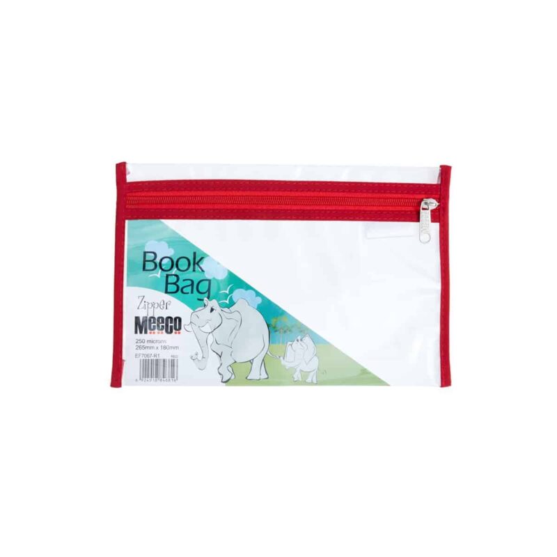 Zip Book Bag A5 Clear Red  Meeco