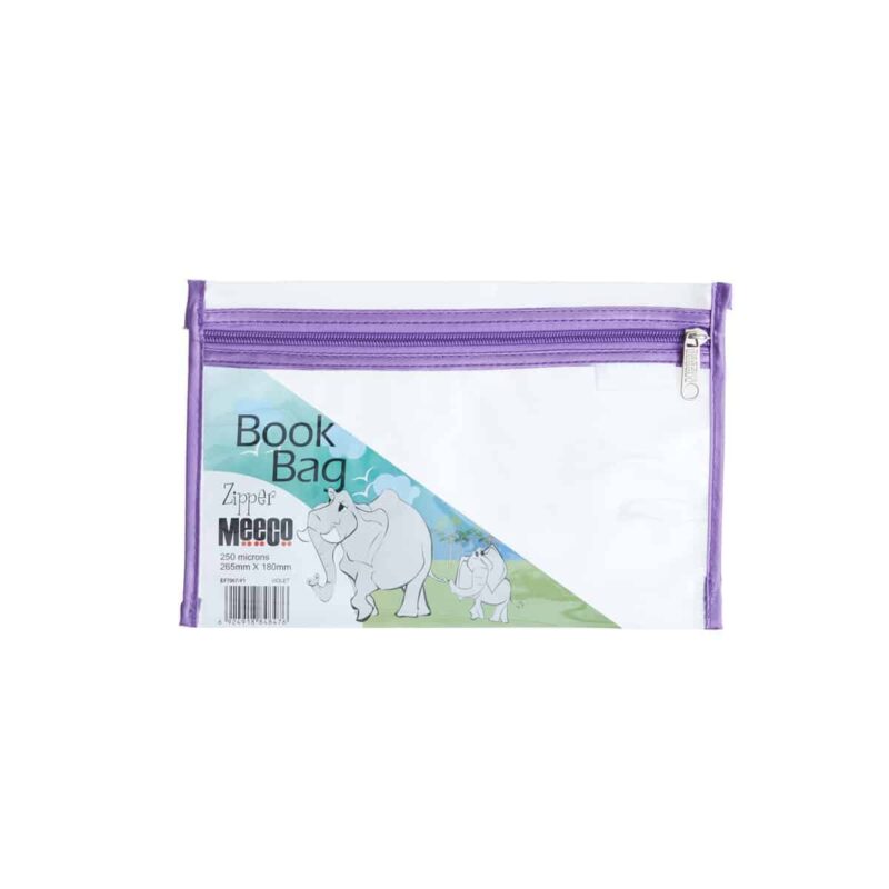Zip Book Bag A5 Clear Viol Meeco