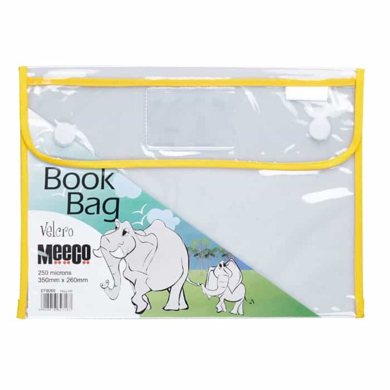 Velcro Book Bag Ylw Clear  Meeco