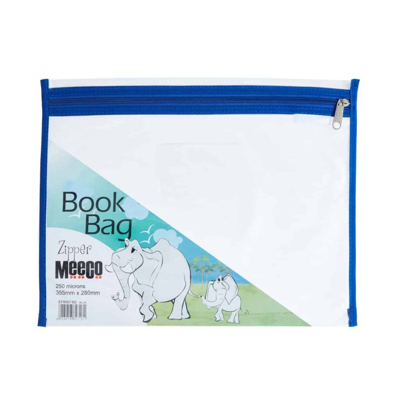 Zip Book Bag A4 Clear Blue Meeco