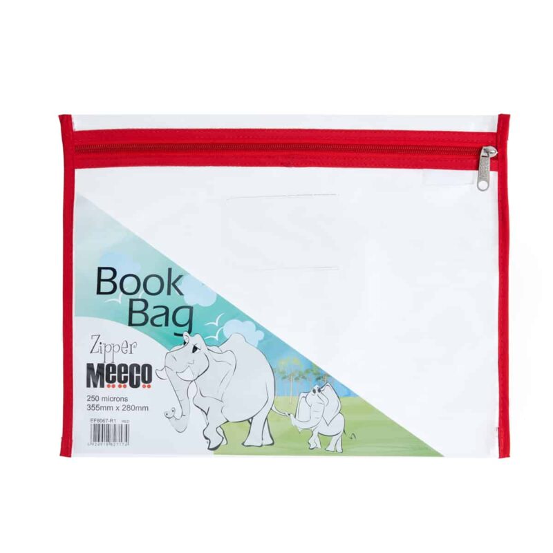 Zip Book Bag A4 Clear Red  Meeco
