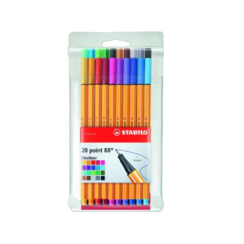 STABILO Point 88 Fineliner: Assorted Wallet 20’s