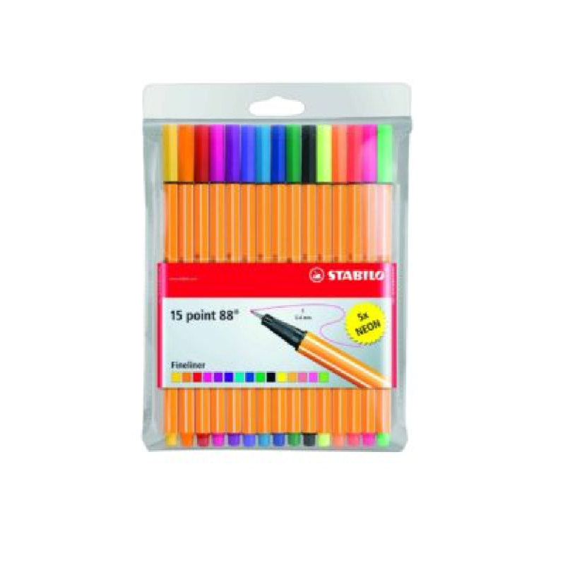STABILO Point 88 Fineliner: Assorted Wallet 15’s